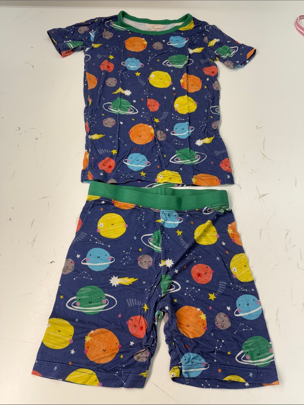 Little Sleepies Navy Space Planet Pajama Set with Green Trim